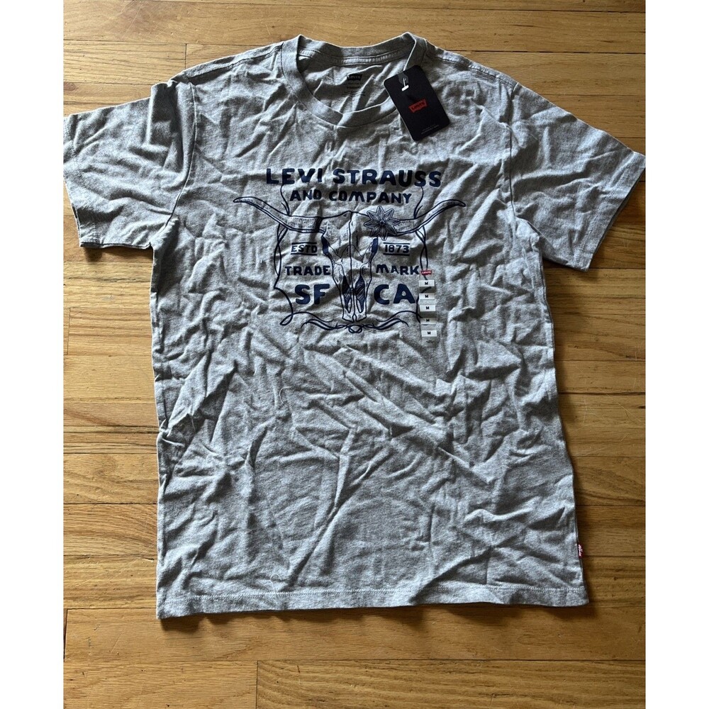 NWT Levi’s Mens Graphic T-Shirt Top M Blue Cotton Bull Horn